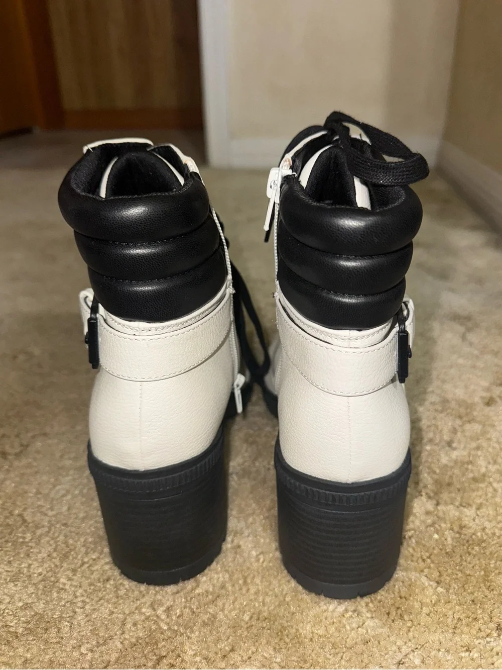 Mix No. 6 White Heeled Combat Booties